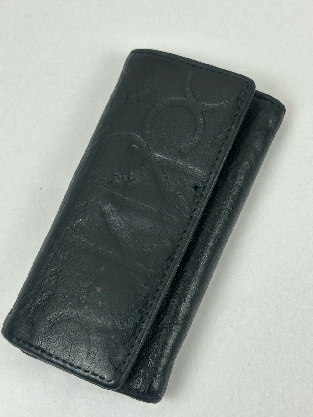 CK Black Leather Embossed Key Case